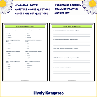 Lively Kangaroo | Poem Grammar Worksheet Printable Activity