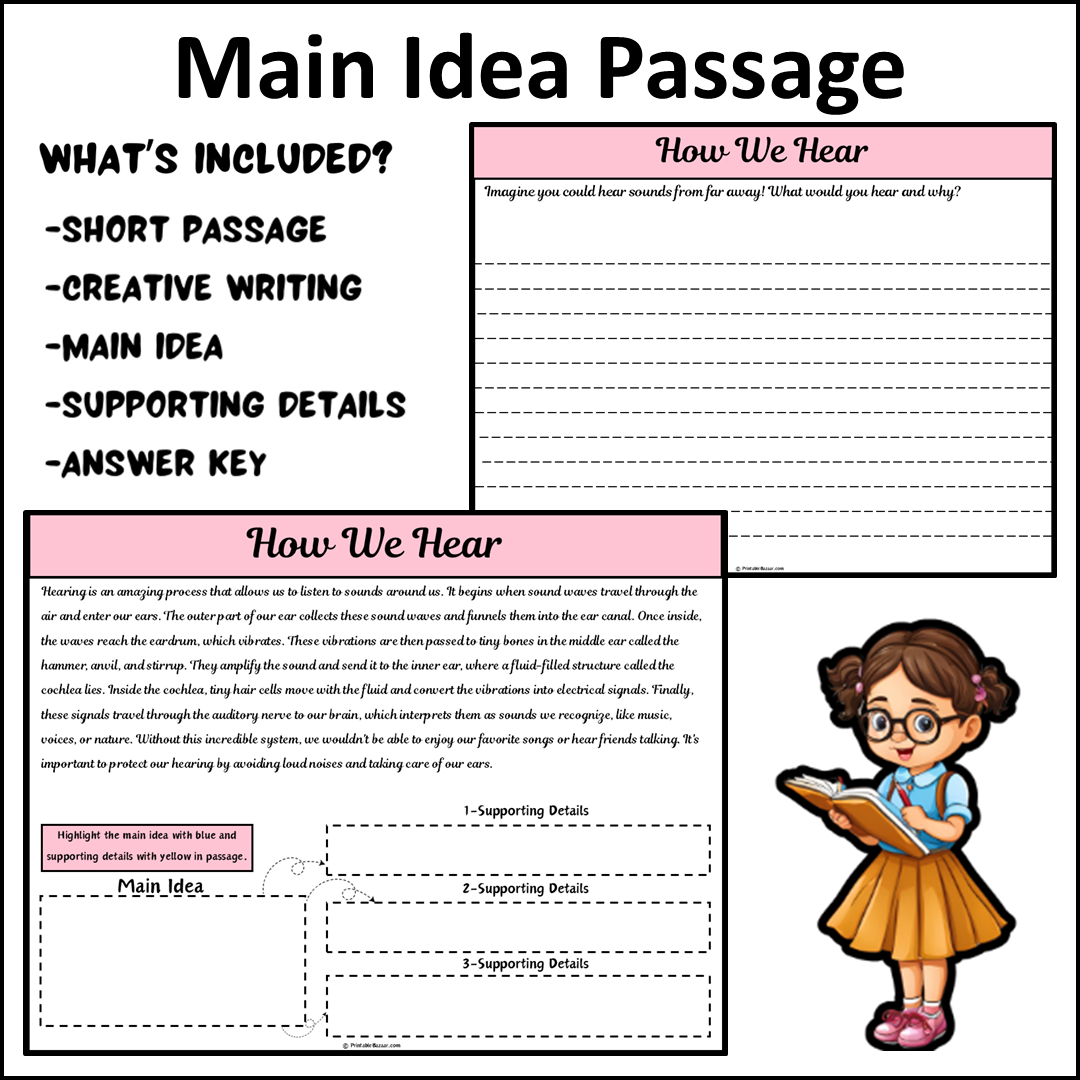 How We Hear | Main Idea and Supporting Details Reading Passage and Questions