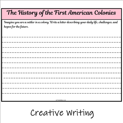 The History of the First American Colonies | Main Idea and Supporting Details Reading Passage and Questions