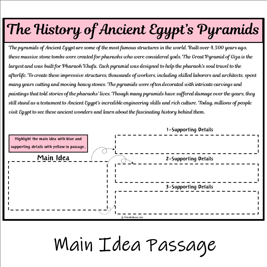 The History of Ancient Egypt’s Pyramids | Main Idea and Supporting Details Reading Passage and Questions