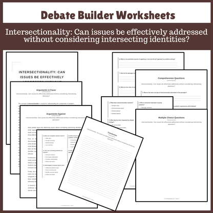 Intersectionality: Can issues be effectively addressed without considering intersecting identities? | Favour and Against Worksheet Printable Activity
