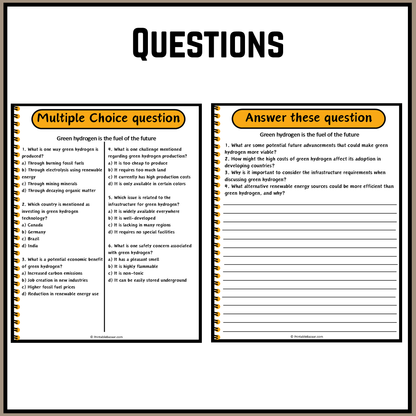 Green hydrogen is the fuel of the future | Debate Case Study Worksheet