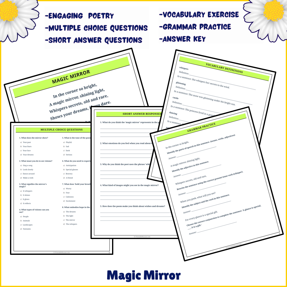 Magic Mirror | Poem Grammar Worksheet Printable Activity