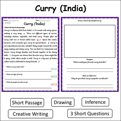 Curry (India) | Short Reading Comprehension Creative Worksheet