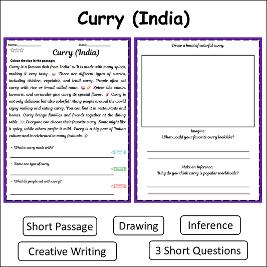 Curry (India) | Short Reading Comprehension Creative Worksheet