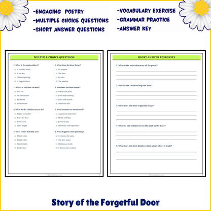 Story of the Forgetful Door | Poem Grammar Worksheet Printable Activity