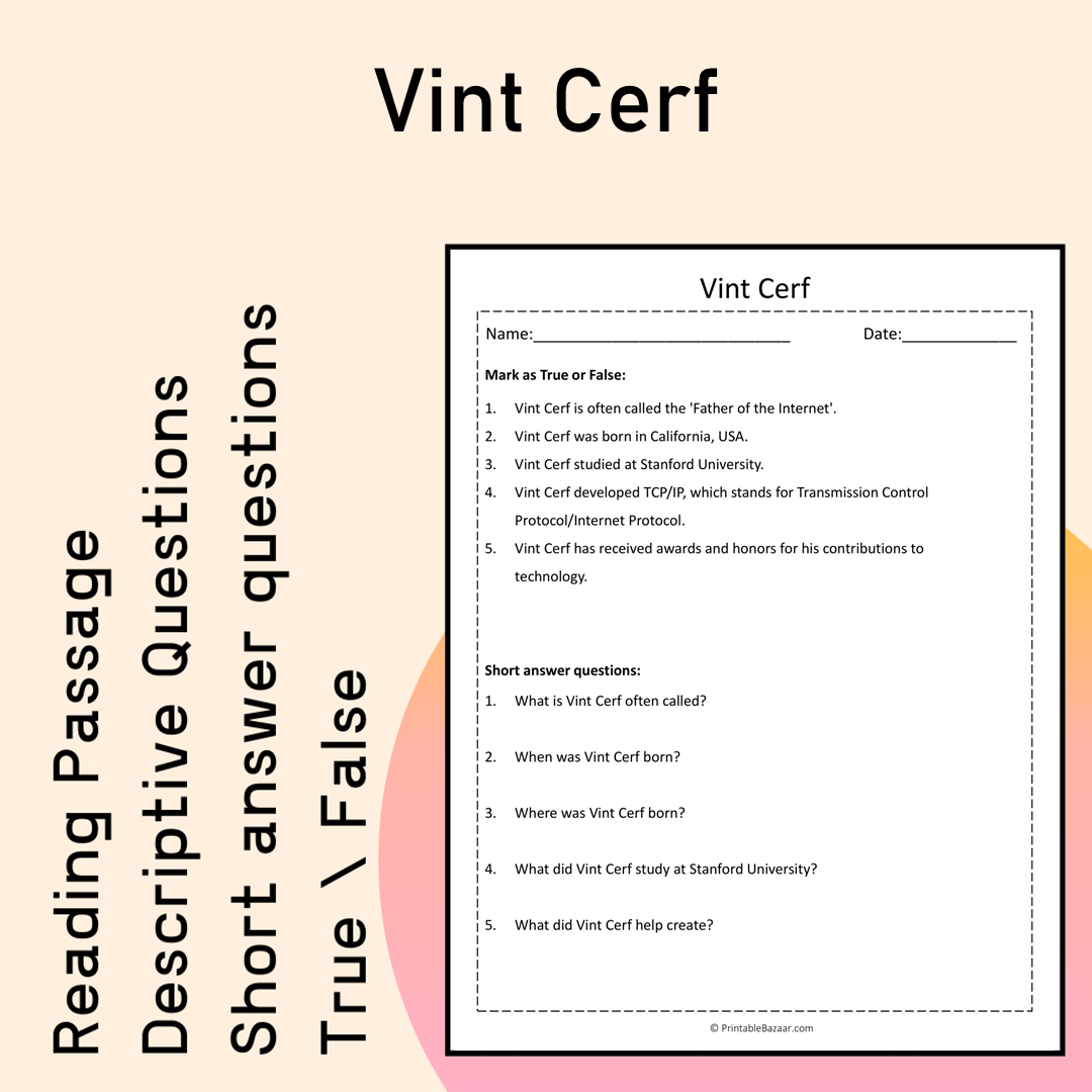 Vint Cerf | Reading Comprehension Passage Printable Activity