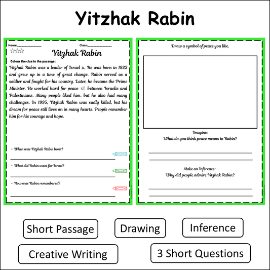 Yitzhak Rabin | Short Reading Comprehension Creative Worksheet