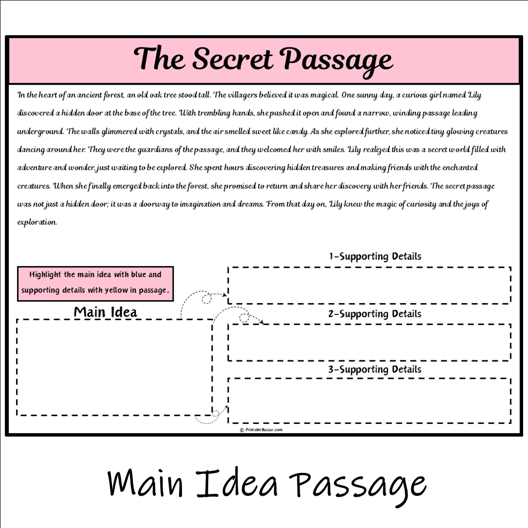 The Secret Passage | Main Idea and Supporting Details Reading Passage and Questions