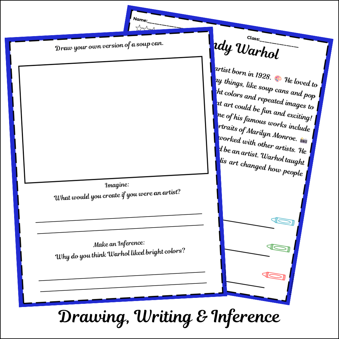 Andy Warhol | Short Reading Comprehension Creative Worksheet