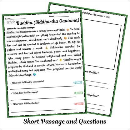 Buddha (Siddhartha Gautama) | Short Reading Comprehension Creative Worksheet