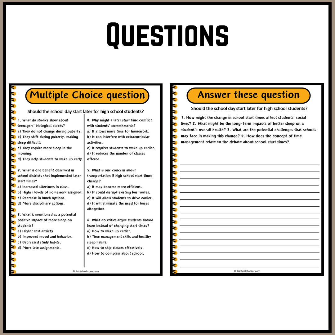 Should the school day start later for high school students? | Debate Case Study Worksheet