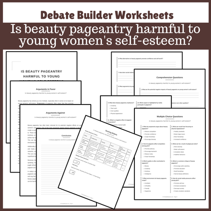 Is beauty pageantry harmful to young women's self-esteem? | Favour and Against Worksheet Printable Activity