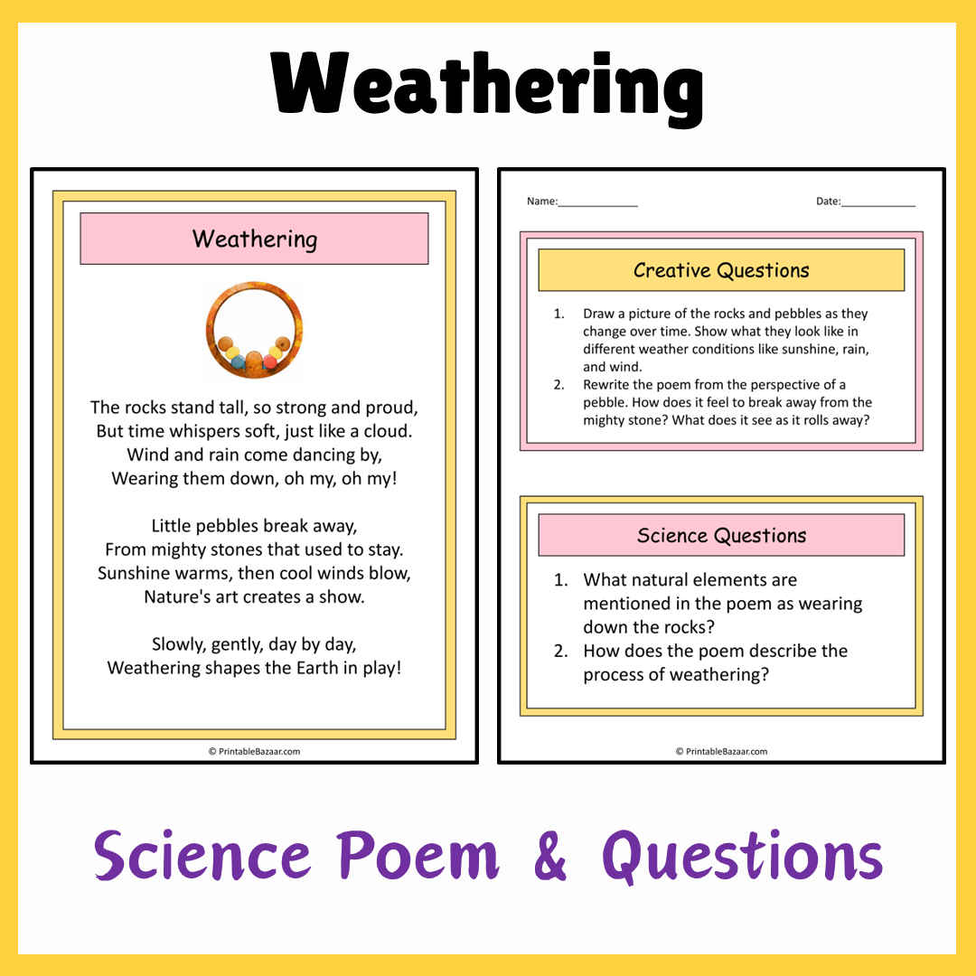 Weathering | Science Poem Reading Comprehension Activity