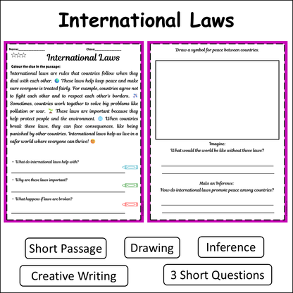 International Laws | Short Reading Comprehension Creative Worksheet
