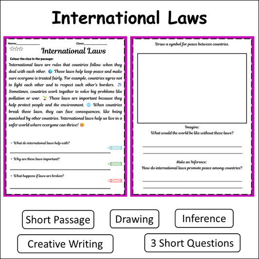 International Laws | Short Reading Comprehension Creative Worksheet