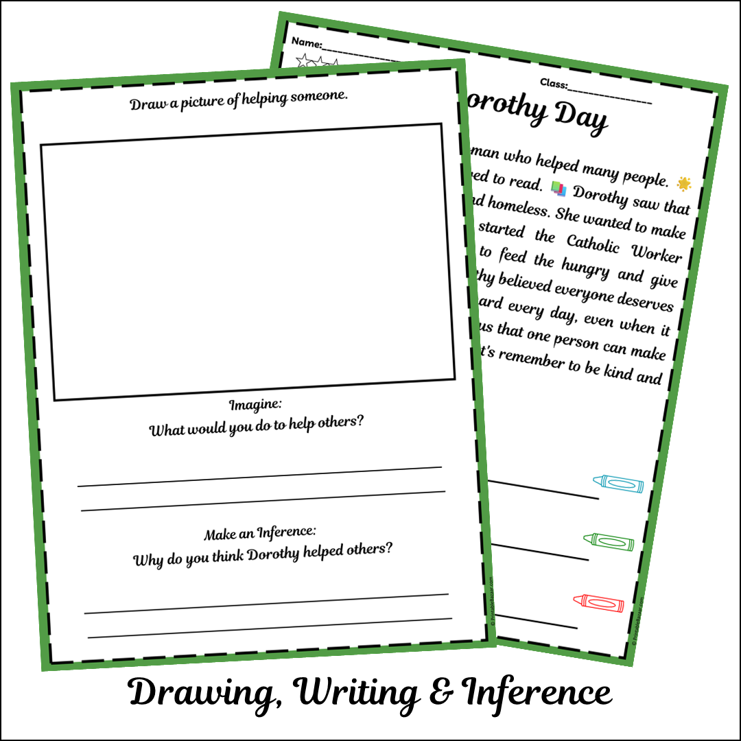 Dorothy Day | Short Reading Comprehension Creative Worksheet