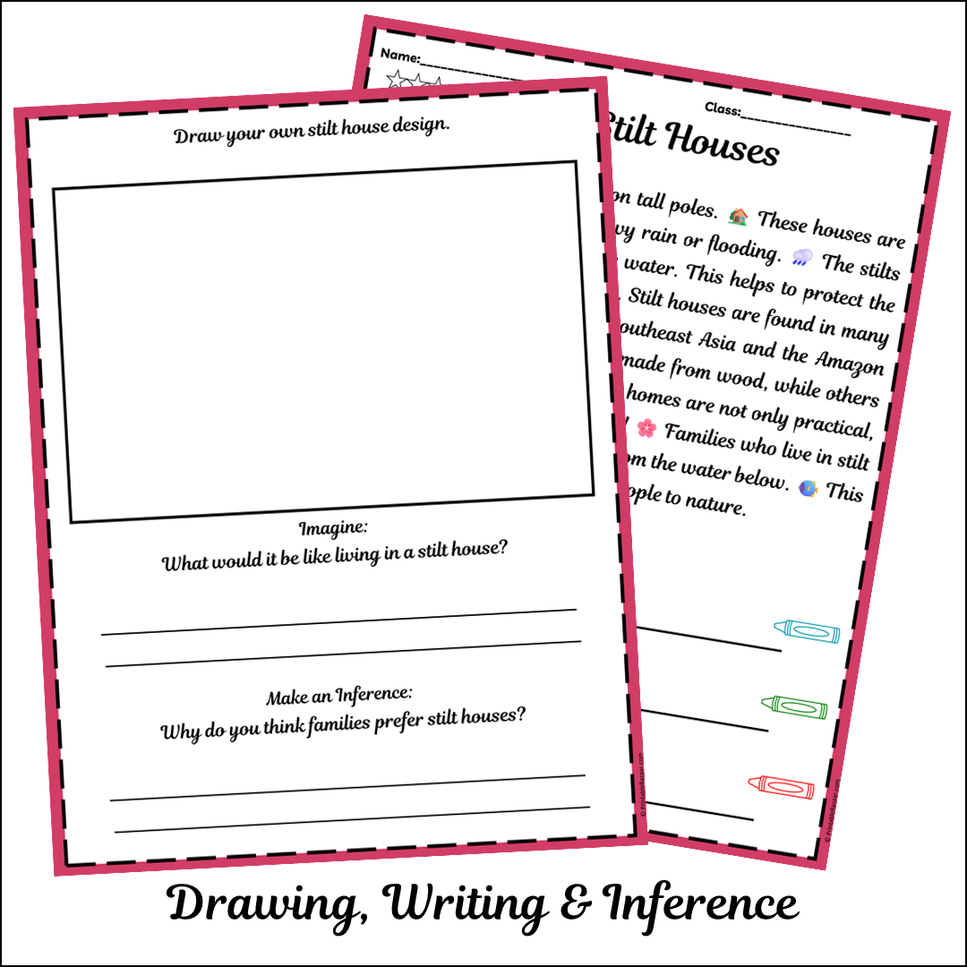 Stilt Houses | Short Reading Comprehension Creative Worksheet