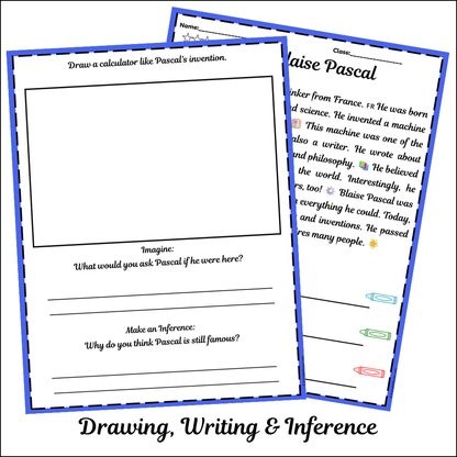 Blaise Pascal | Short Reading Comprehension Creative Worksheet