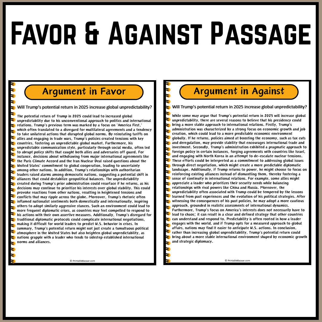 Will Trump's potential return in 2025 increase global unpredictability? | Debate Case Study Worksheet