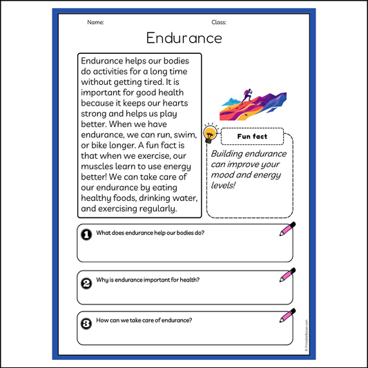 Endurance | Reading Passage Comprehension Questions Writing Facts Worksheet