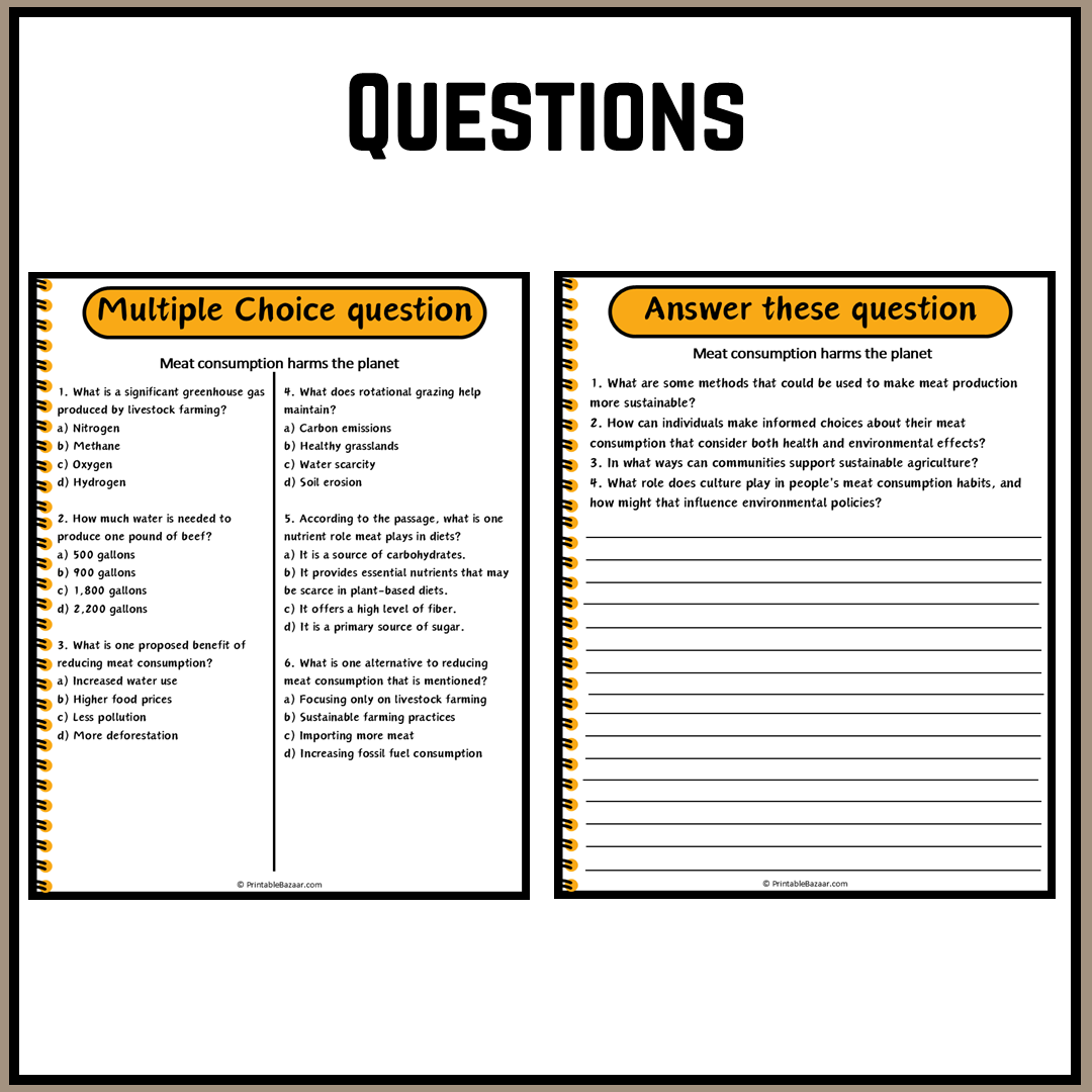 Meat consumption harms the planet | Debate Case Study Worksheet