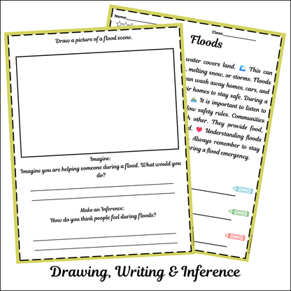 Floods | Short Reading Comprehension Creative Worksheet