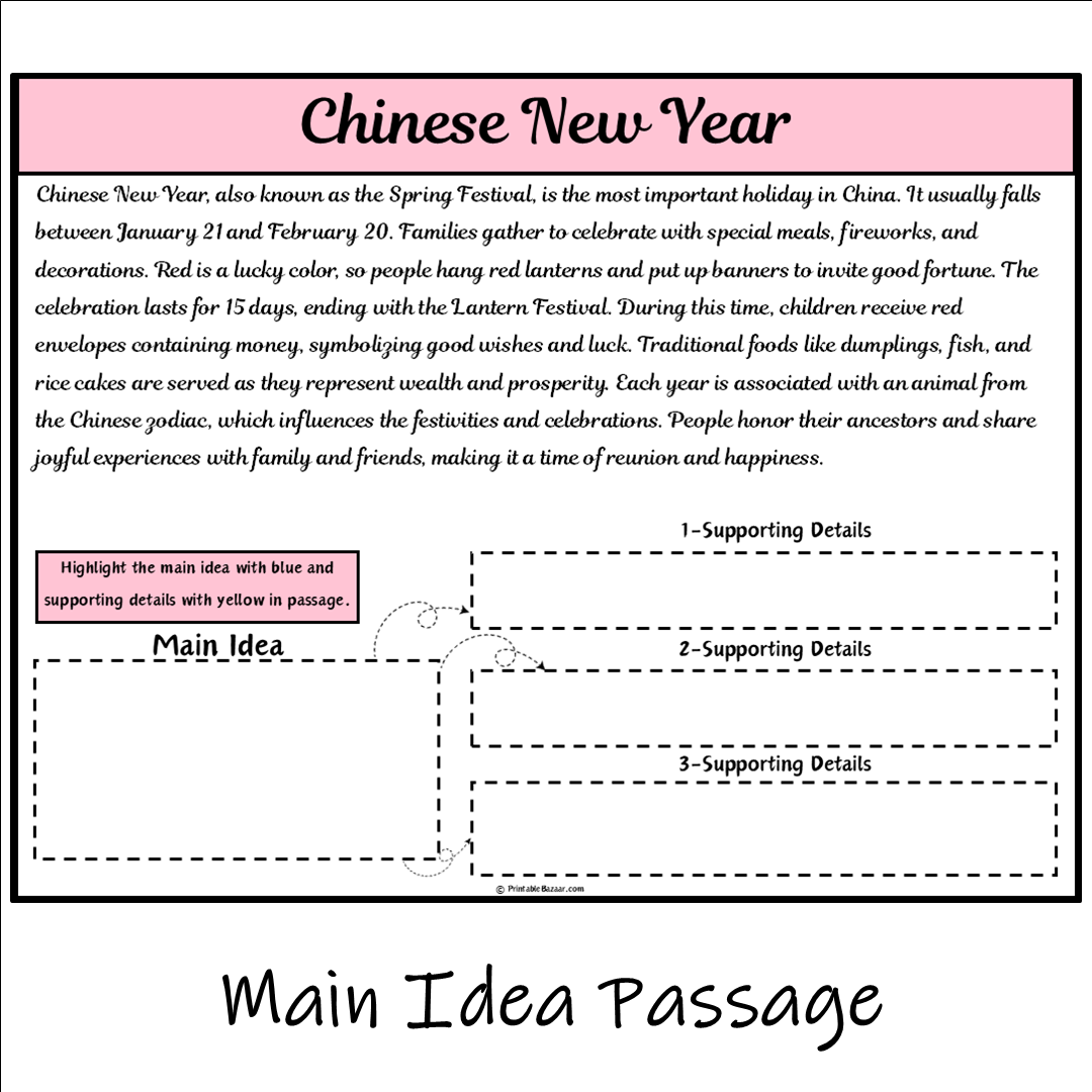 Chinese New Year | Main Idea and Supporting Details Reading Passage and Questions