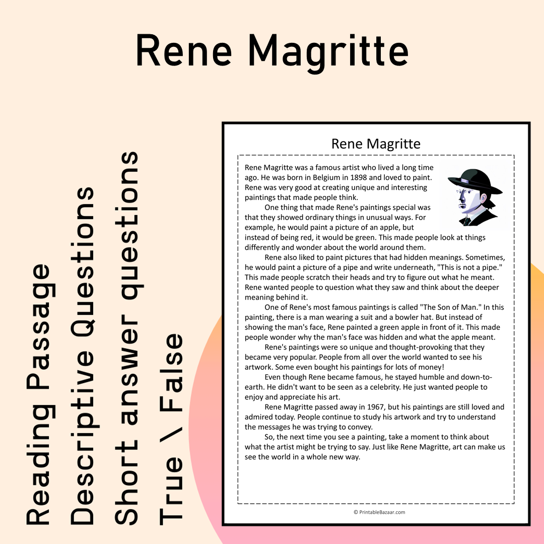 Rene Magritte | Reading Comprehension Passage Printable Activity