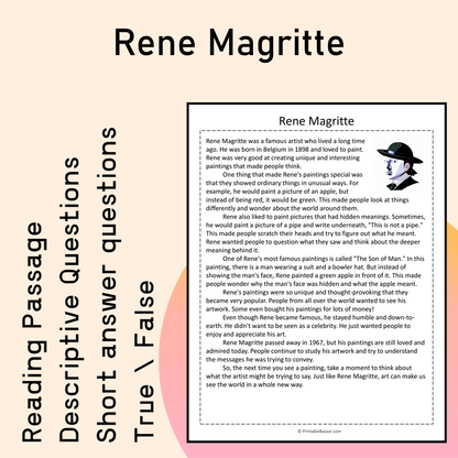 Rene Magritte | Reading Comprehension Passage Printable Activity