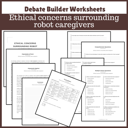 Ethical concerns surrounding robot caregivers | Favour and Against Worksheet Printable Activity