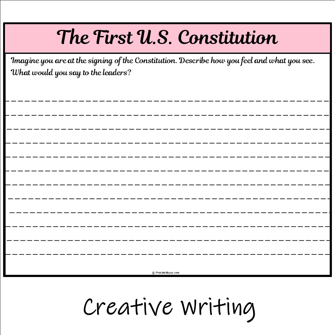 The First U.S. Constitution | Main Idea and Supporting Details Reading Passage and Questions