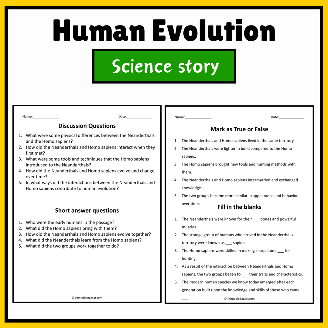 Human Evolution | Science Story Reading Comprehension Activity
