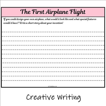 The First Airplane Flight | Main Idea and Supporting Details Reading Passage and Questions