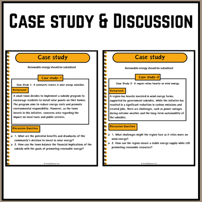 Renewable energy should be subsidized | Debate Case Study Worksheet