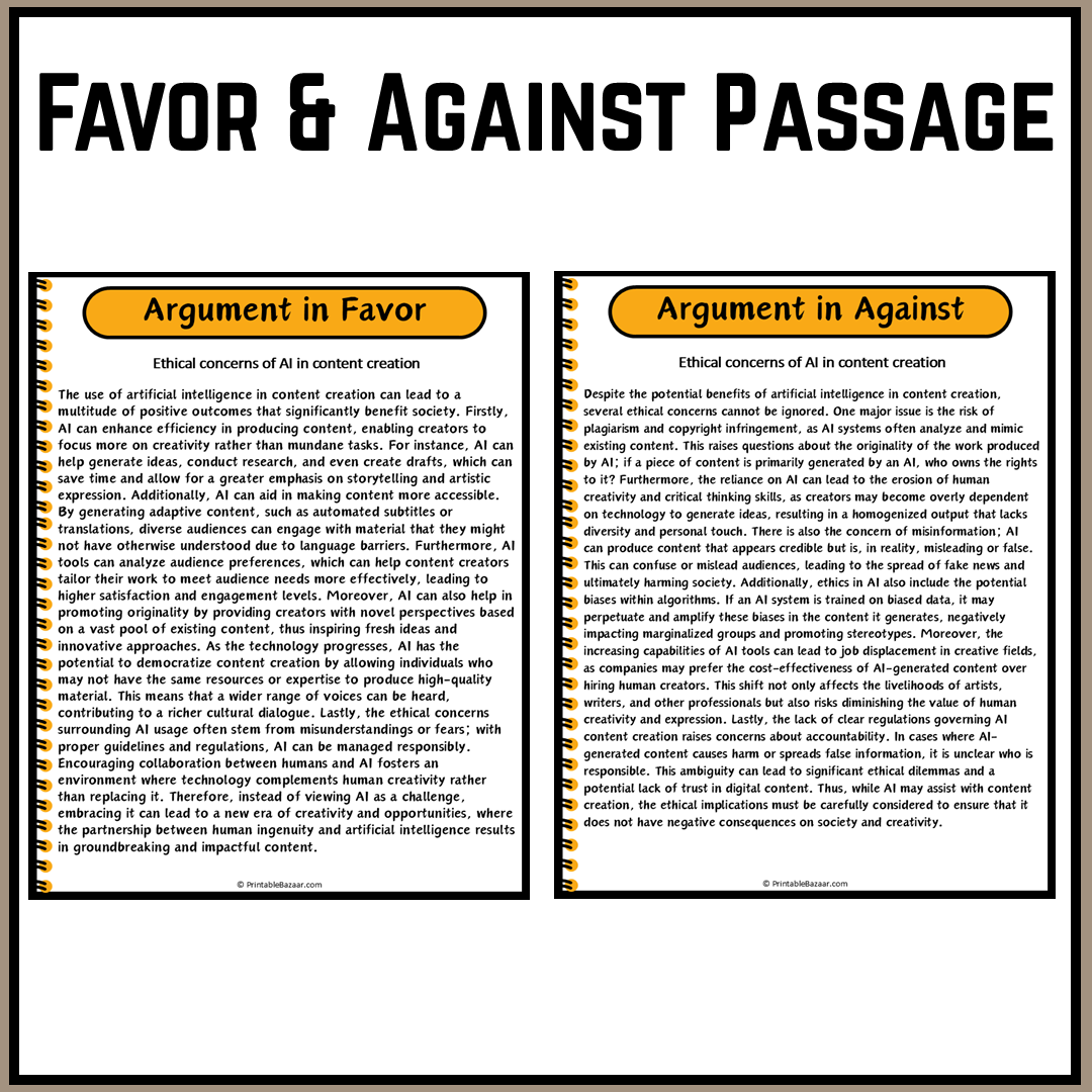 Ethical concerns of AI in content creation | Debate Case Study Worksheet