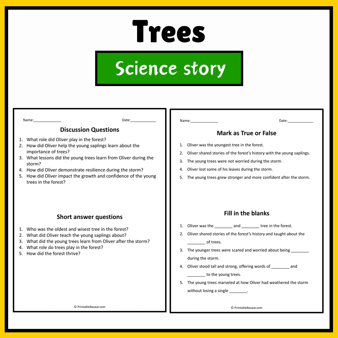 Trees | Science Story Reading Comprehension Activity