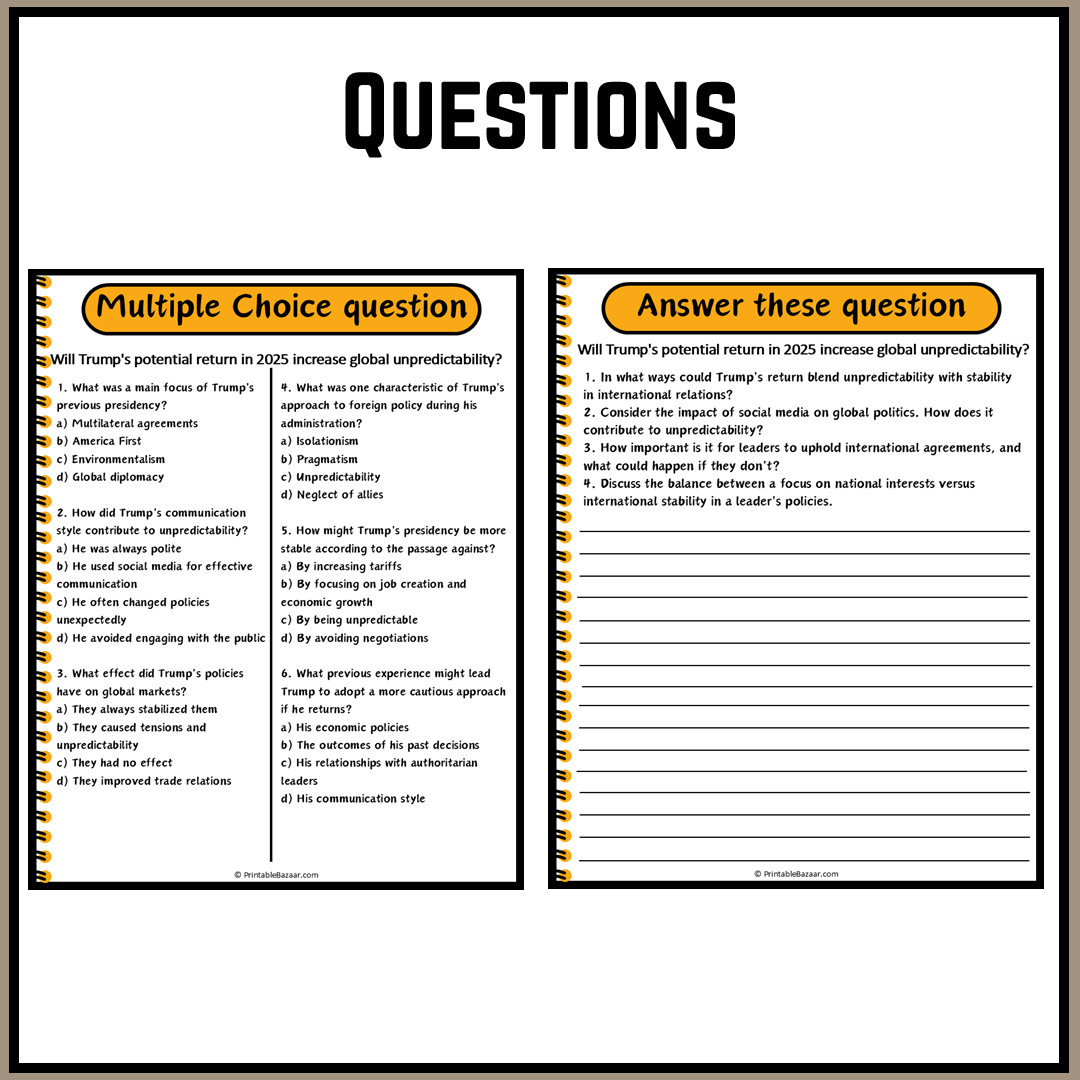 Will Trump's potential return in 2025 increase global unpredictability? | Debate Case Study Worksheet