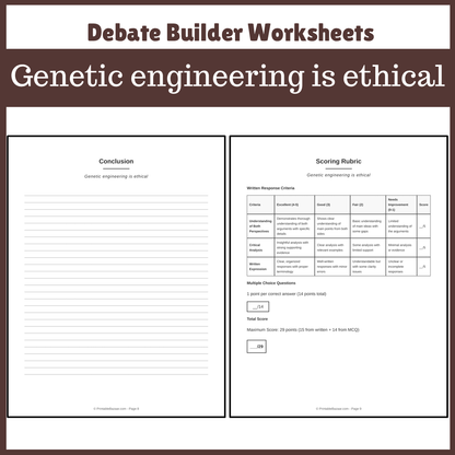 Genetic engineering is ethical | Favour and Against Worksheet Printable Activity
