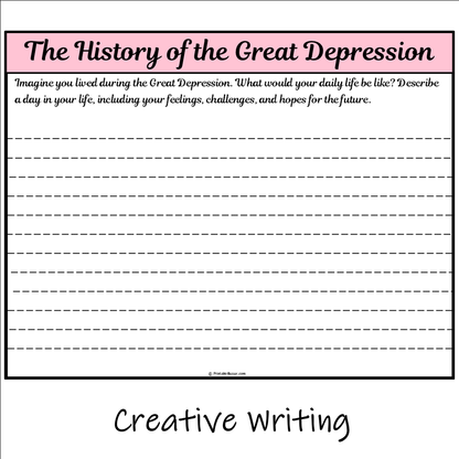 The History of the Great Depression | Main Idea and Supporting Details Reading Passage and Questions