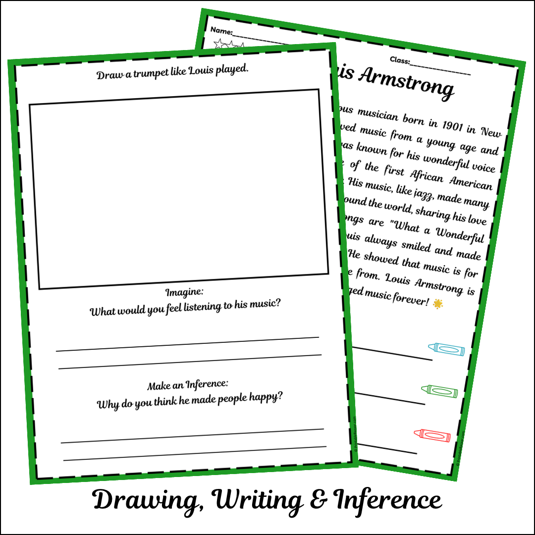 Louis Armstrong | Short Reading Comprehension Creative Worksheet