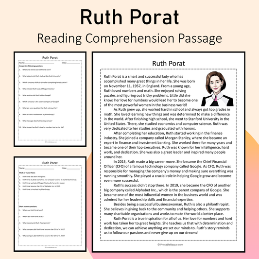 Ruth Porat | Reading Comprehension Passage Printable Activity