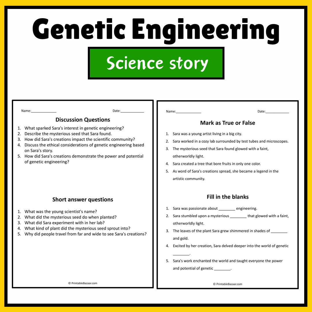 Genetic Engineering | Science Story Reading Comprehension Activity