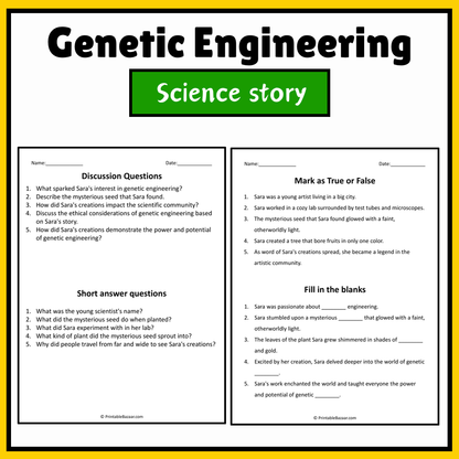 Genetic Engineering | Science Story Reading Comprehension Activity