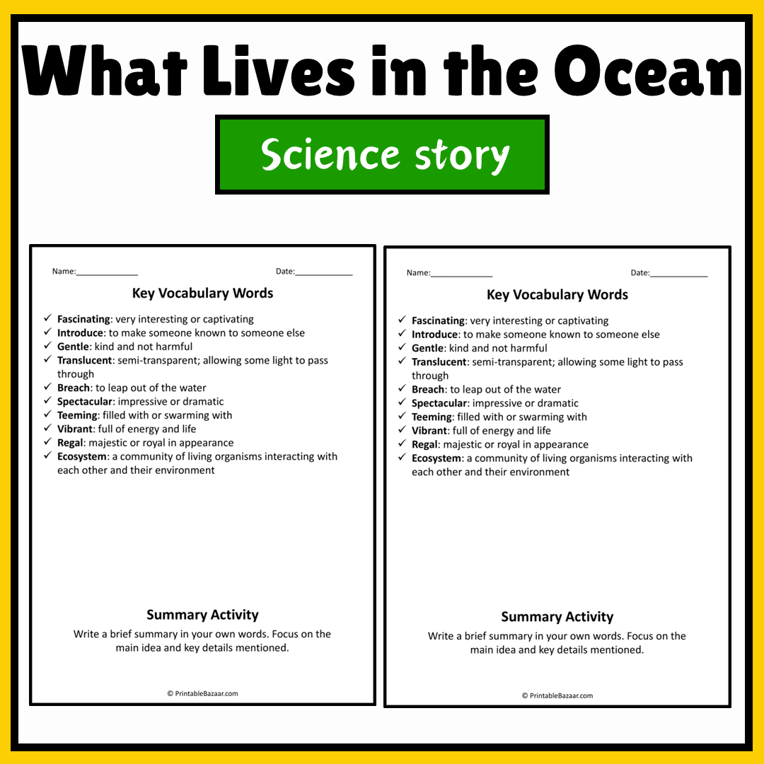 What Lives in the Ocean | Science Story Reading Comprehension Activity