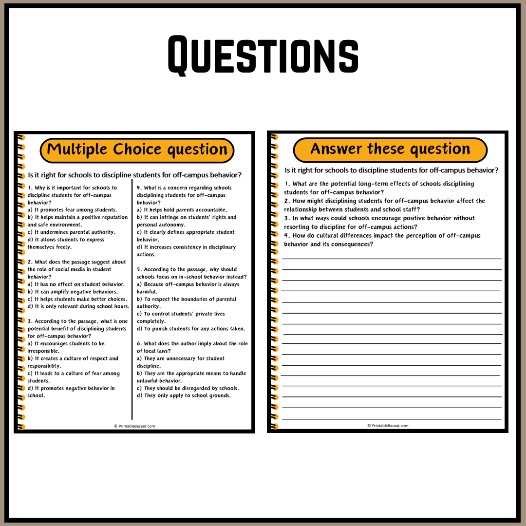 Is it right for schools to discipline students for off-campus behavior? | Debate Case Study Worksheet