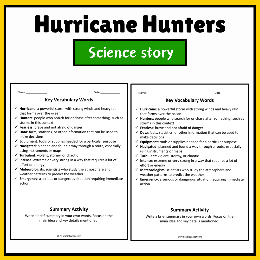 Hurricane Hunters | Science Story Reading Comprehension Activity