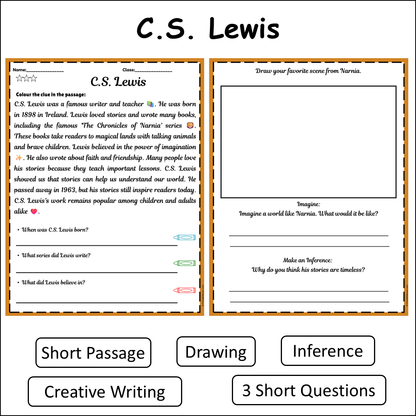 C.S. Lewis | Short Reading Comprehension Creative Worksheet