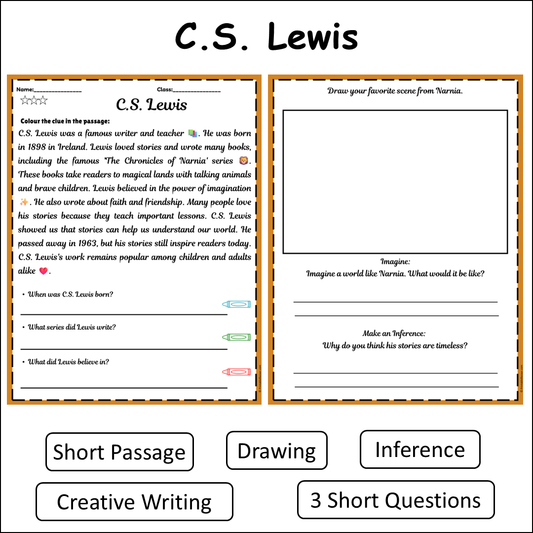 C.S. Lewis | Short Reading Comprehension Creative Worksheet