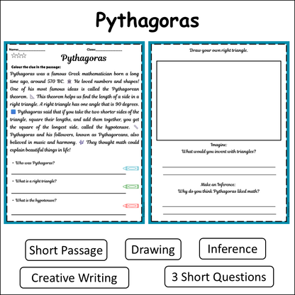Pythagoras | Short Reading Comprehension Creative Worksheet